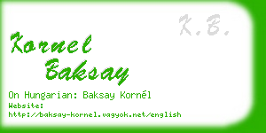 kornel baksay business card