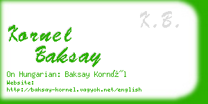 kornel baksay business card